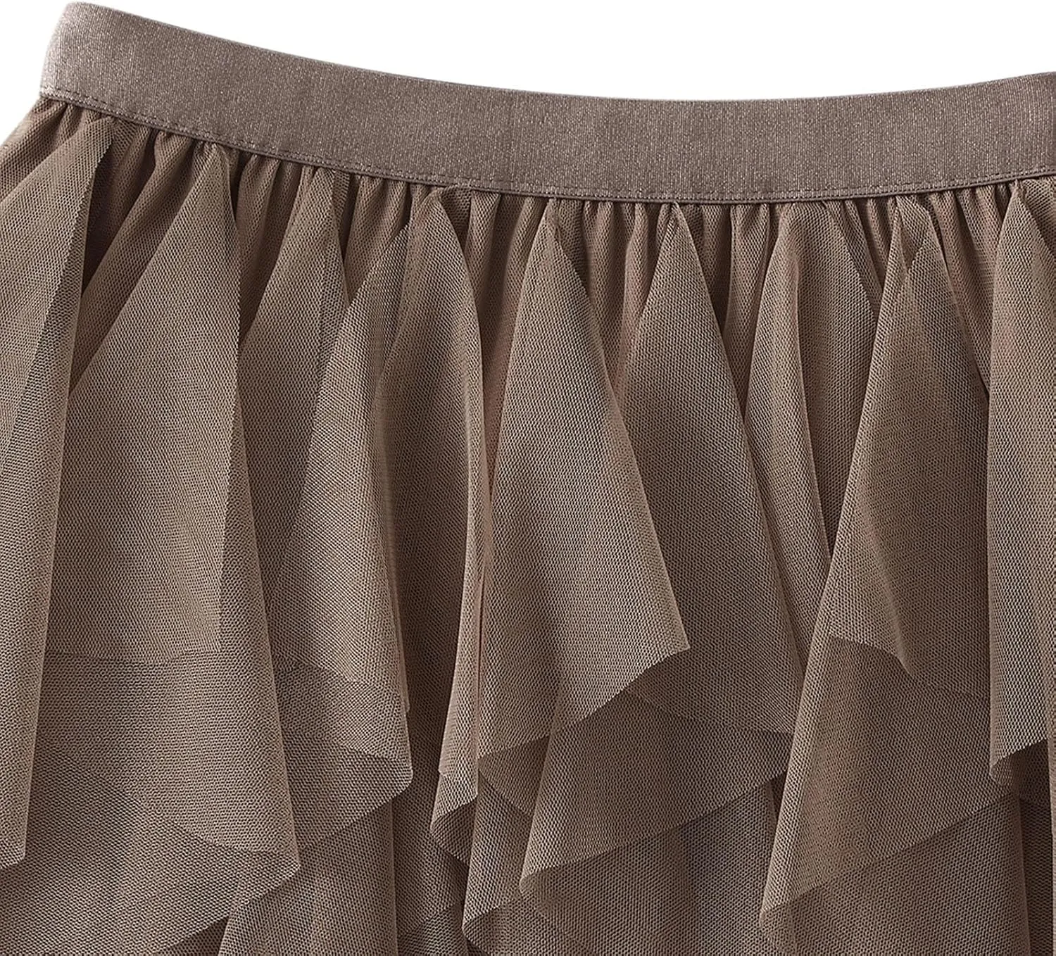Women's Tulle Mini Skirt Ruffled Mesh Puffy Ballet Tutu Skirts 50s Carnival Party Elastic Waist Short Underskirts