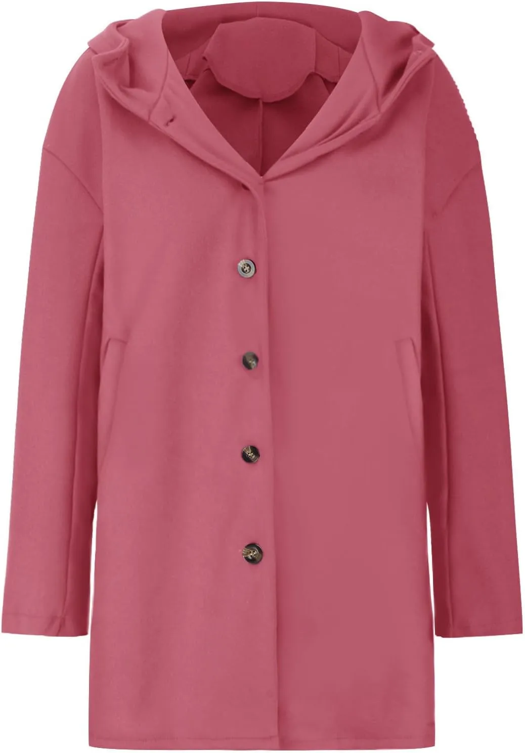 Womens Wool Blend Pea Coat Winter Warm Single Breasted Hooded Trench Coat Casual Office Work Dressy Outwear Jacket