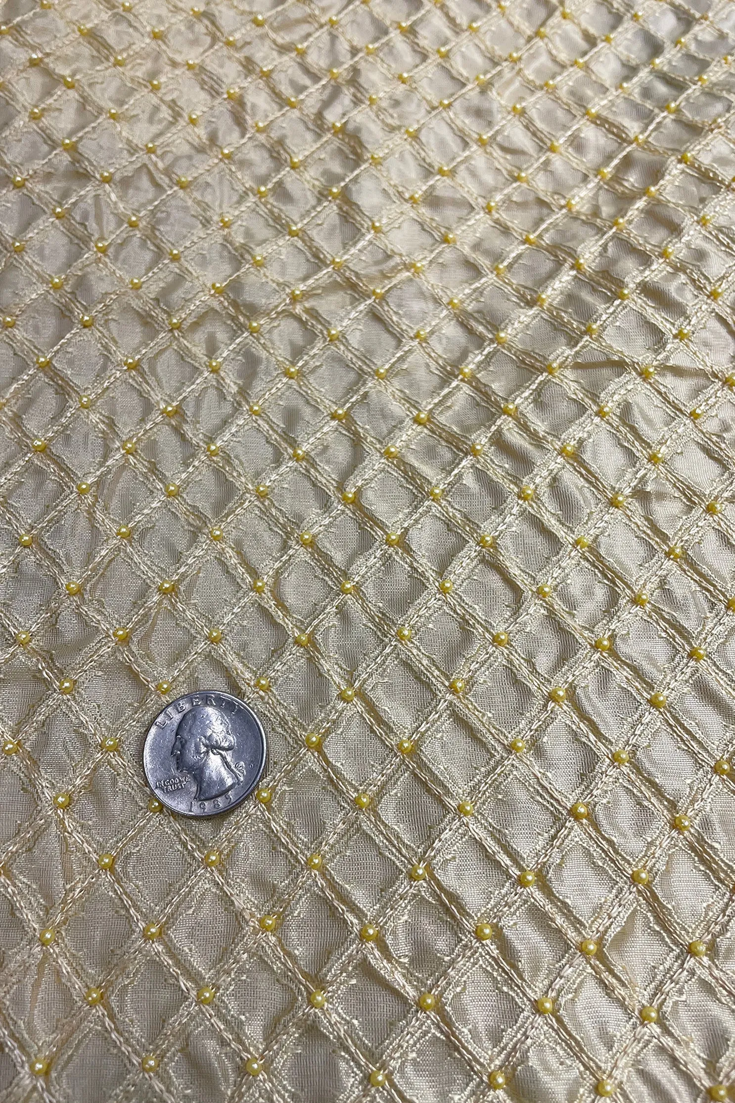 Yellow Cream Diamond Beading on Yellow Cream