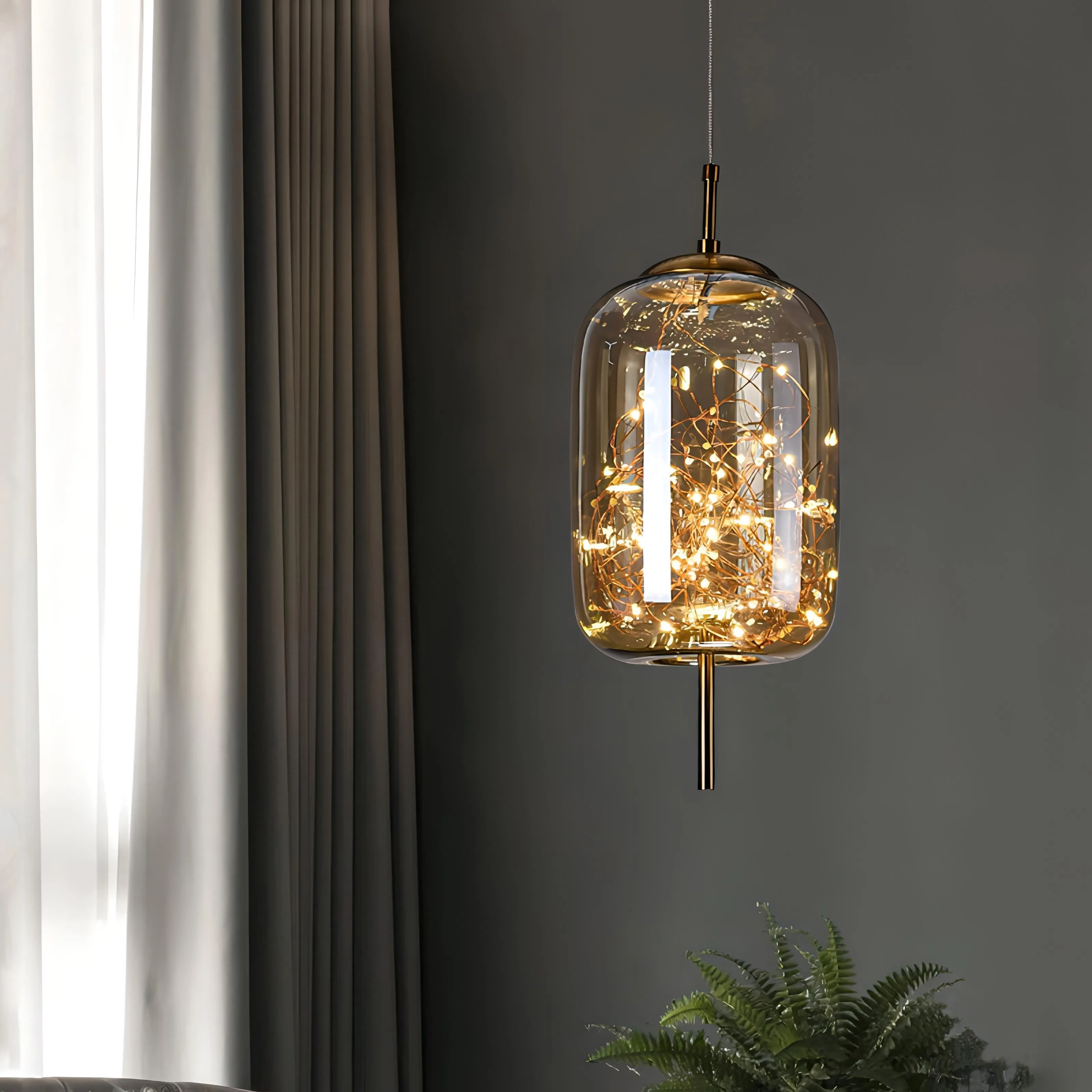 Zev - Coloured Glass Hanging Dome Burst Star Pendant Ceiling Light