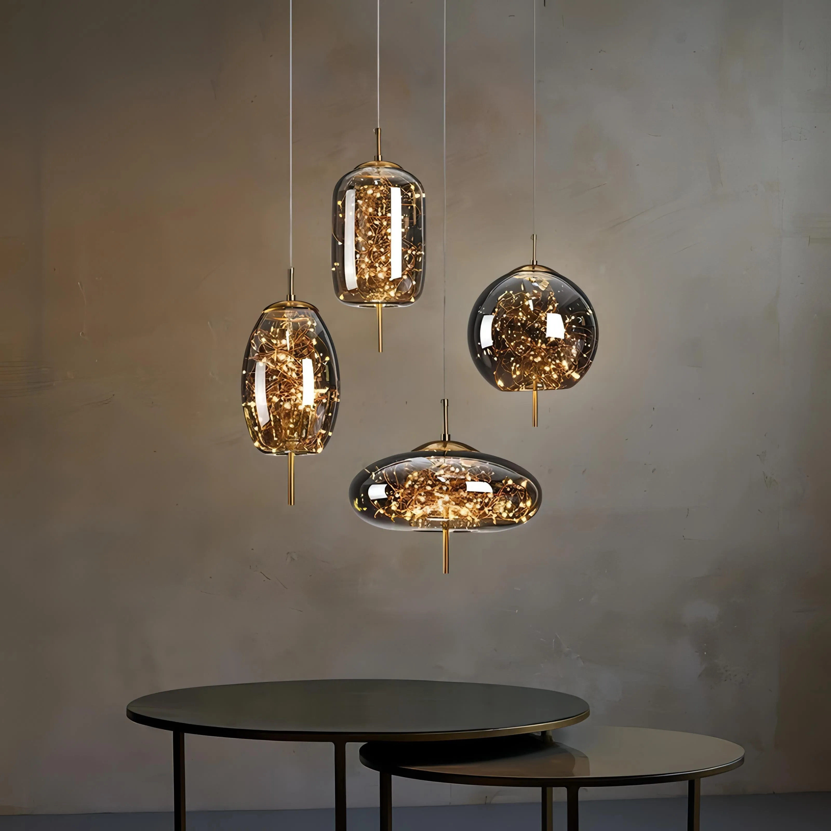 Zev - Coloured Glass Hanging Dome Burst Star Pendant Ceiling Light